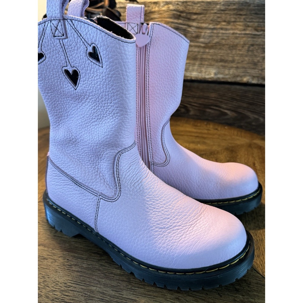 Dr. Martens Bex Heart Boots Kids US 6 Uk Round Toe MidCalf JOBB1550 Pink Leather - Picture 12 of 12